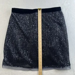 Free People Sz 10 Wild Child Sequined Mini Skirt‎ Navy Blue Cocktail Party thumbnail 13