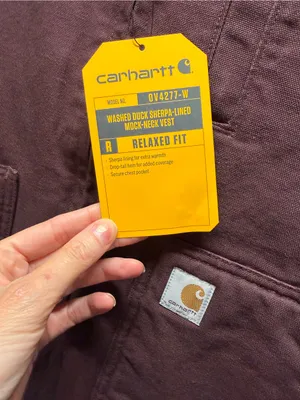Carhartt Washed Duck Mock Neck Vest Plum Blackberry Purple Sherpa Lined Zip Up thumbnail 7