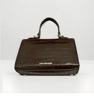 Like Dreams Faux Crocodile Satchel Handbag Burgundy thumbnail 2