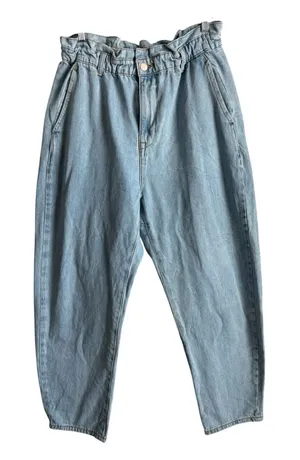 ZARA Women's Size 10 Ultra‎ High Waisted Paper Bag 90's Y2K Barrel Denim Jeans thumbnail 1