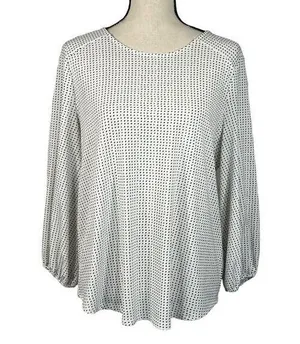 Adrianna Papell Large Top Polka Dot 3/4 Balloon Sleeves Keyhole Neck Multi thumbnail 1
