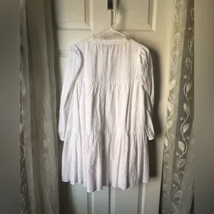 ZARA Embroidered Eyelet Floral Cotton Mini button down Dress boho babydoll sz M thumbnail 10