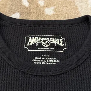 American Eagle black waffle knit long sleeve women’s size large thumbnail 5