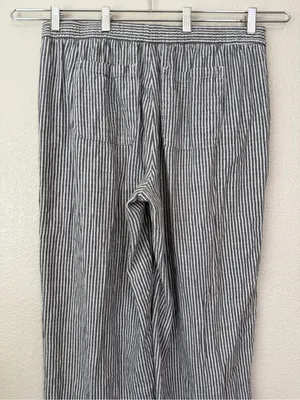 Old Navy Linen Cotton Blend High-Waisted Striped Wide-Leg Pants, Sz Large thumbnail 7