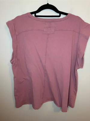 Free People We The Free XS Mauve Cotton Raw Seam Relaxed Cap Sleeve Top thumbnail 2