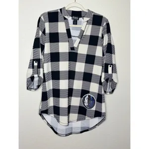GameDay Couture Dallas Mavericks Buffalo Plaid Sequin Tunic Top S thumbnail 3