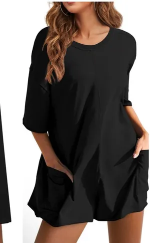 NWT Fashion oversized women's casual romper jumpsuit black size xs thumbnail 1