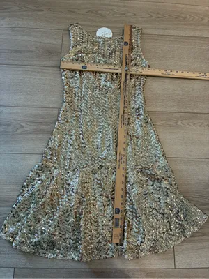 NWT Julie Brown Women’s Lauryn Dress Gold Firecracker Chiffon Sequin Size 2 thumbnail 3