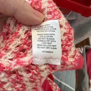 WAYF Womens Size XL Open Knit Stripe Crewneck Sweater White Pink Pullover Ribbed thumbnail 14