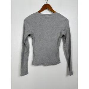 Reformation Gray Ribbed Henley‎ Shirt Size Small thumbnail 2