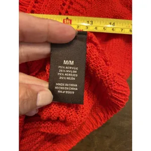 Fever Red Knitted Short Sleeve Top Sweater Size Medium Game Day USA Holiday thumbnail 6