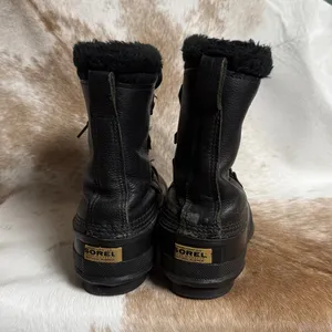 Sorel Manitou Black Leather Snow Boots Womens‎ Sz 9 A22 thumbnail 5