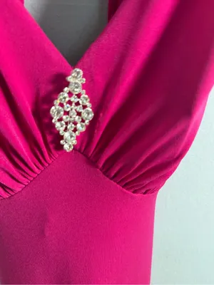 Connected apparel Halter Maxi Dress in Berry Pink 12 NEW thumbnail 5