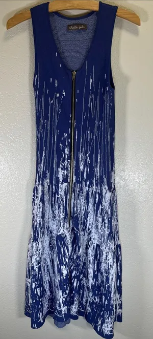 Anthropologie charlie jade Royal Blue & White Zip-Front Knit Dress size XS? thumbnail 1