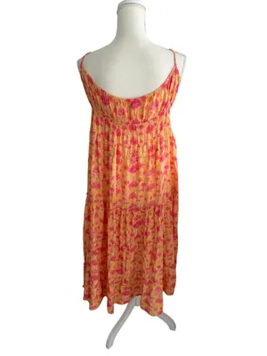 BEACHGOLD Orange Floral Maxi Dress Size Medium thumbnail 3