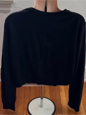 GAP Black wool blend Button-Up Long Sleeve Crew Cardigan, size XL minimalist thumbnail 7