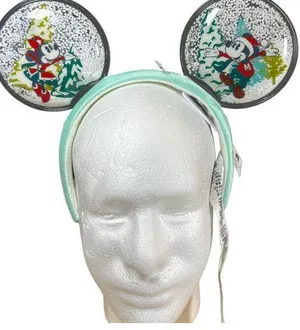 Disney Parks Japan Holiday Winter Snow Globe Minnie Mickey Headband Ears NEW thumbnail 1