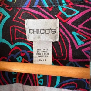 Vintage 90s Chicos Jacket Size 1 Womens M Abstract Floral Neon Art Teacher thumbnail 7