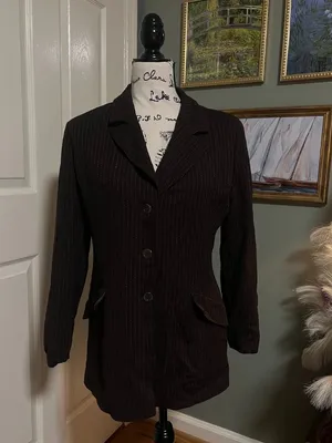 Vintage Wool Casual Corner Brown Pinstripe Wool Blend Blazer SZ 10 Office Siren thumbnail 4