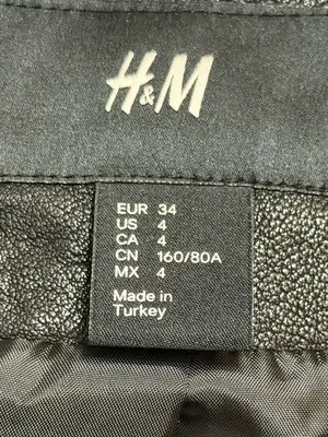 H&M The New Icons Women’s Long Sleeve Black Leather Biker Jacket Size 4 thumbnail 3
