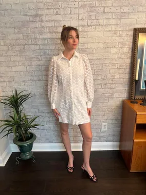 New with Tags Anthropologie White Lace Button Up Dress thumbnail 3