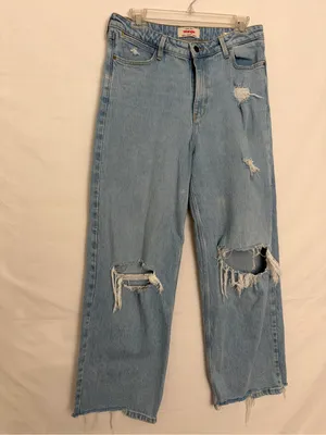 Wrangler Women Light Wash Distressed Mid Rise Loose Straight Sz 6 28x30(A876) thumbnail 2