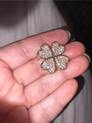 Crystal Pave Four-Leaf Clover Brooch in Gold Tone thumbnail 5