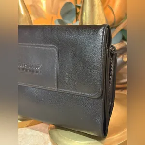 Perry Ellis Black Leather Wallet Sleek Minimalist Design thumbnail 3