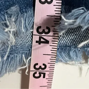 Aerie Denim Lace Up Grommet Shift Dress Medium Wash Ruffle Hem Fringe Large‎ thumbnail 7