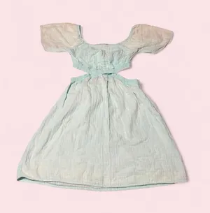 Simply Southern Light Aqua Gauze Mini Dress with Puff Sleeves thumbnail 1