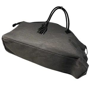 DSW Dark Grey Denim Tote‎ Bag Large With Tassel And Braided Handles thumbnail 2