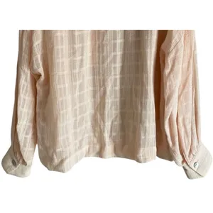 Zara Long Sleeve Oversized Flowing Loose Semi Sheer V Neck Blouse XS Soft Peach thumbnail 7
