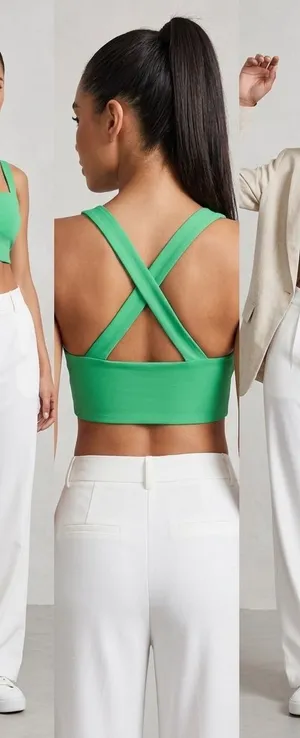 Offline x Aerie Real Me Xtra Stretch Med. Support Green Crop/ Sports Bra Medium thumbnail 1