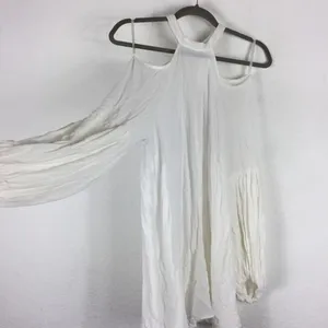 Free People Drift Away White Cold Shoulder Balloon Sleeves Tunic Dress Medium thumbnail 11