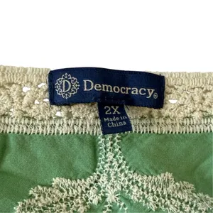 Democracy Green Embroidered Crochet Lace Boho Tunic Top Blouse Size 2X Festival thumbnail 6