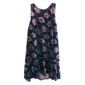 LOFT Iced Floral Velvet Swing Dress Black‎ Silver Red Women's Size Medium thumbnail 3