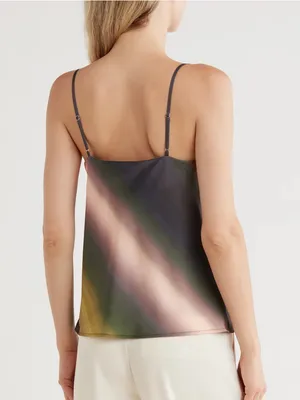 Jason Wu Satin Printed Green Cowl Neck Camo Blouse Size Small thumbnail 2