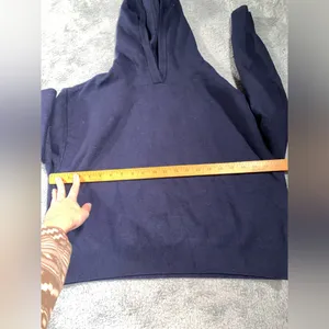 Maeve Anthropologie knit Navy Blue hooded sweater thumbnail 10
