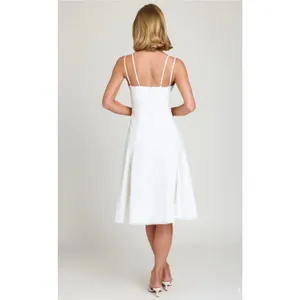Oh Polly Mallory Bow-Detail A-Line Midi Dress in White Size 14 New thumbnail 2
