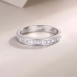 Women’s Luxury Collection Titanium Steel Cubic Zirconia Diamonds 4mm Band 7 thumbnail 4