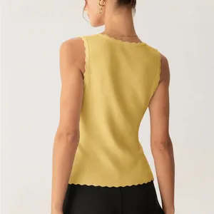 Rihoas Yellow Tie-Front Knit Tank Top thumbnail 4