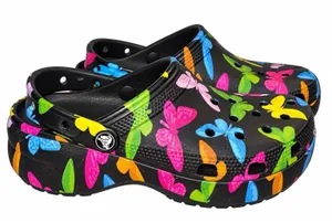 Crocs Women's Classic Platform Butterfly Graphic Clog Black Size 7 Women's thumbnail 1