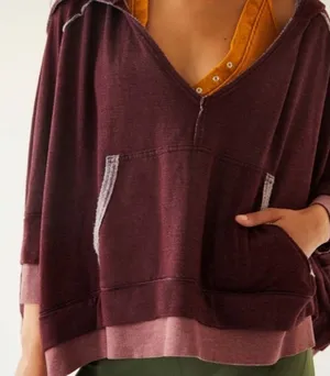 Free People Movement Burgundy Bonfire Hoodie thumbnail 1