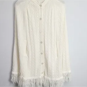 Vintage 60’s chunky knit sweater cape‎ poncho Light ivory thumbnail 2