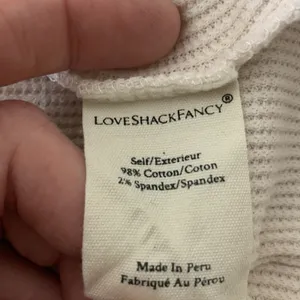 Loveshackfancy Thelia Waffle Knit Henley Top Cream Nude Color Sz XS thumbnail 8