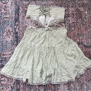 Sky to Moon Lexington Cut Out Mini Dress in Light Green Floral Size Medium thumbnail 8