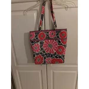 Vera Bradley Lola Quilted Cotton Tote Bag Pink Orange Grey‎ Floral Shoulder Bag thumbnail 4