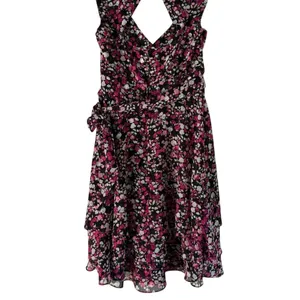 White House Black Market Pink Floral Tiered V Neck Cocktail Party Dress Size 6‎ thumbnail 7
