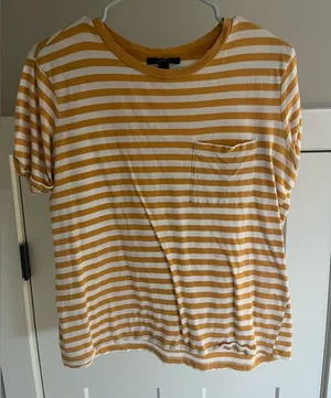 Forever 21 Mustard and White Striped Tee thumbnail 1