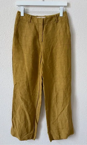 Lafayette 148 Linen Viscose Gates Pant Size 2 Khaki Green Luxury Career thumbnail 1